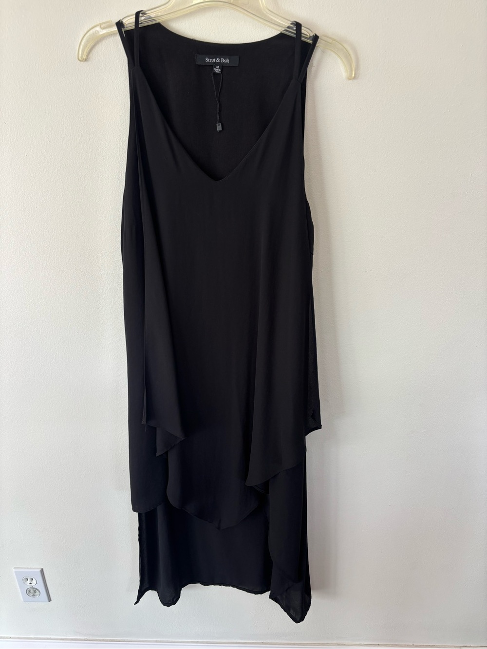 Strut & Bolt Black layered  High-Low Slip Dress